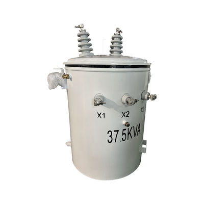 खरीदें 37.5kva सिंगल फेज पोल माउंट ट्रांसफार्मर तेल डूबा हुआ बिजली वितरण13.8kv से 240v तक ऑनलाइन निर्माण