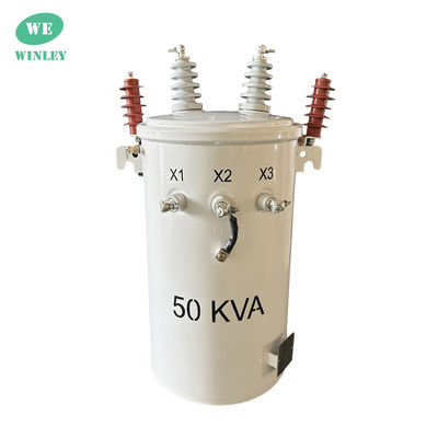 खरीदें 50kva सिंगल फेज पोल माउंट ट्रांसफार्मर तेल डुबोया 12.47KV 304SS ANSI / IEEE C57 ऑनलाइन निर्माण