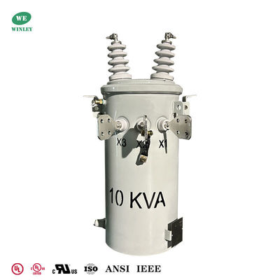 खरीदें 10KVA Single Phase Pole Mounted Distribution Transformer with Copper Windings and Grain-Oriented Steel Core for Compact Footprint ऑनलाइन निर्माण