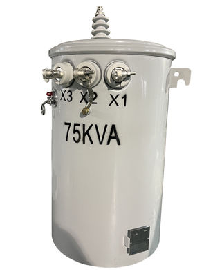 75KVA पोल माउंटेड ऑयल टाइप ट्रांसफार्मर 7620V 13200V सिंगल फेज