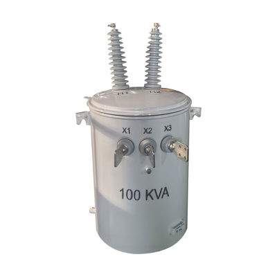 100kva एकल चरण विद्युत पोल घुड़सवार प्रकार वितरण ट्रांसफार्मर तेल डुबोया 24.9KV से 240V तक