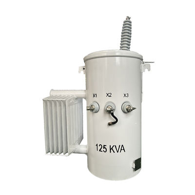 125KVA एकल चरण पोल माउंट ट्रांसफार्मर तेल डूबा वितरण 34.5KV से 120V तक