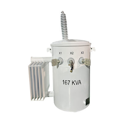 एकल चरण ध्रुव माउंटेड वितरण ट्रांसफार्मर डबल वाइंडिंग 167Kva 34.5KV से 120V तक