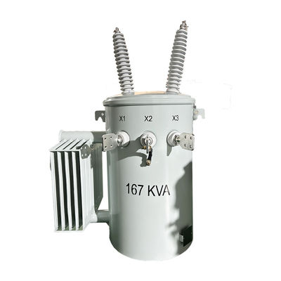 एएनएसआई मानक एकल चरण तेल डूबे हुए ट्रांसफार्मर 167KVA 34.5KV पोल घुड़सवार ट्रांसफार्मर शक्ति