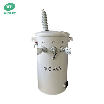 100kva सिंगल फेज पोल माउंटेड इलेक्ट्रिकल डिस्ट्रीब्यूशन ट्रांसफार्मर 34.5KV से 120V