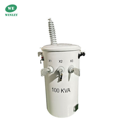 100KVA एकल चरण पोल माउंट पावर ट्रांसफार्मर 34500V से 120V ओवरहेड वितरण