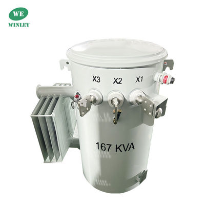 सीएसपी प्रकार 167Kva एकल चरण पोल घुड़सवार ट्रांसफार्मर वितरण 4160V तेल डूबा हुआ एएनएसआई आईईईई सीएसए मानक 100Hz