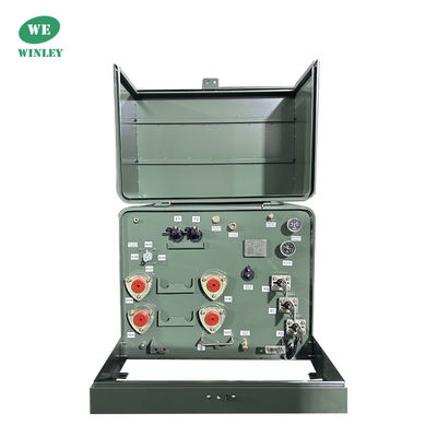एकल चरण पैड घुड़सवार ट्रांसफार्मर तेल-डुबकी वितरण 25kva 12.47KV आउटडोर संयुक्त बॉक्स प्रकार