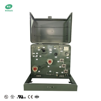 UL CUL सूचीबद्ध 75 kVA एकल चरण पैड घुड़सवार ट्रांसफार्मर आवासीय 13.8KV से 120V तक तेल डूबा हुआ DOE 2016 ANSI IEEE मानकों को पूरा करता है