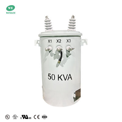 यूएल प्रमाणित 50KVA एकल चरण पोल माउंट ट्रांसफार्मर तेल प्रकार 13200V से 120V बिजली वितरण ट्रांसफार्मर