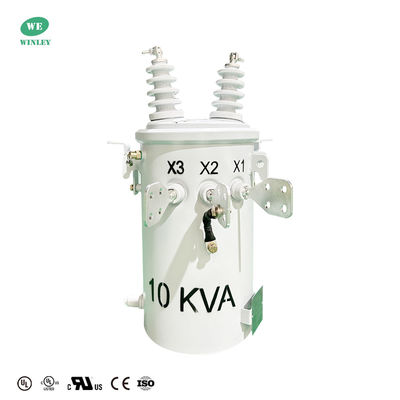 मध्यम वोल्टेज 10KVA तेल में डूबा एकल चरण पोल माउंटेड ट्रांसफॉर्मर पावर ट्रांसफॉर्मर 12470V से 120V