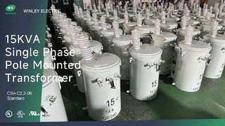 15kva पोल माउंटेड ट्रांसफार्मर 13.8kv तेल डूबे हुए पावर ट्रांसफार्मर CSA C2.2 मानक cUL प्रमाणित